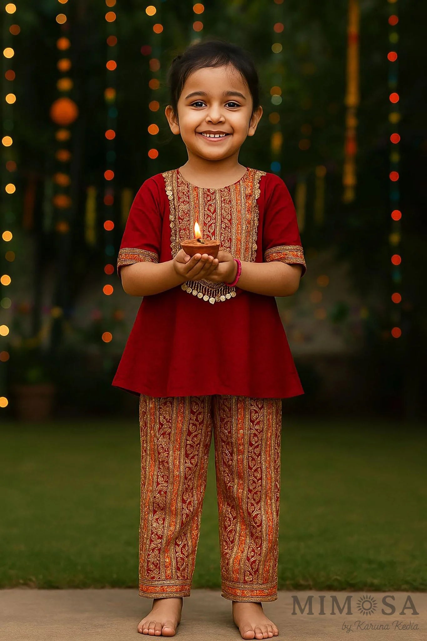 Bambar silk Kurta - with embroidered position print pants all lined with cotton silk