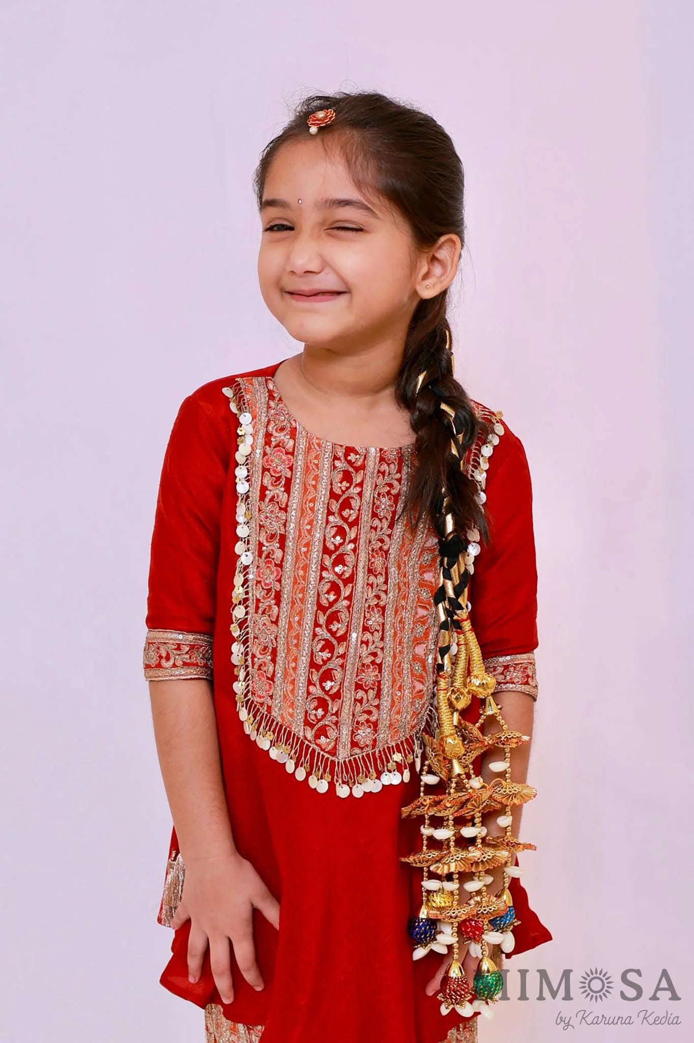 Bambar silk Kurta - with embroidered position print pants all lined with cotton silk