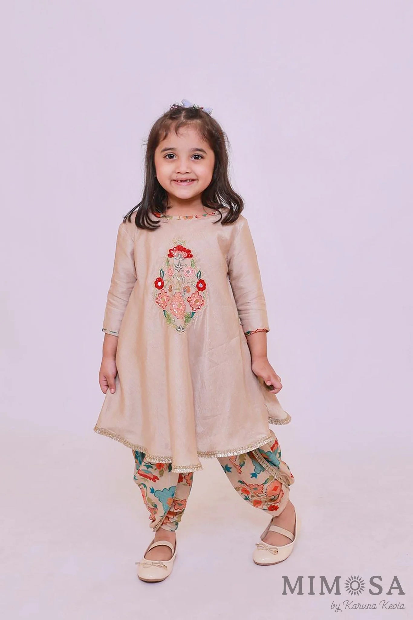 Bambar silk kurti with printed pure muslin tulip pants