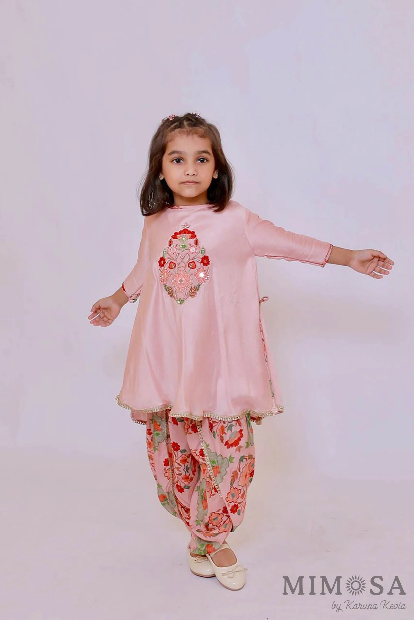 Bambar silk kurti with printed pure muslin tulip pants