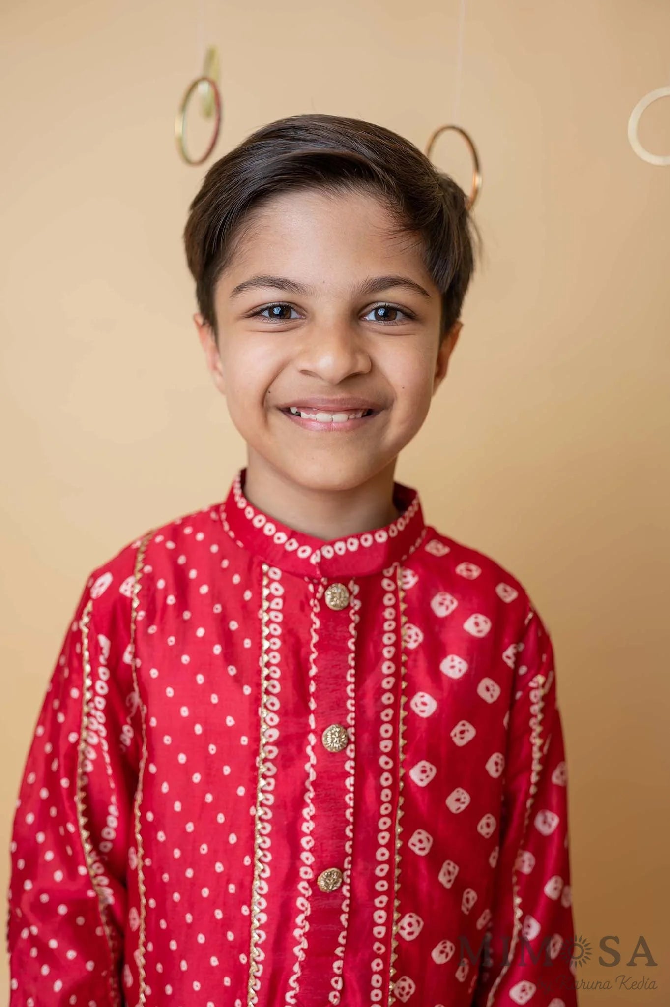 Bandhani kurta with gota detailing