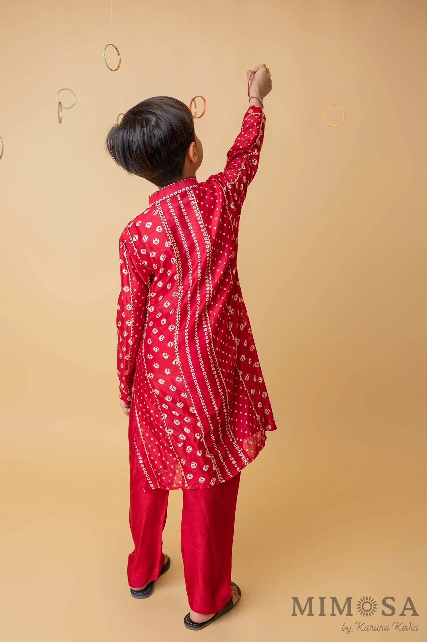 Bandhani kurta with gota detailing