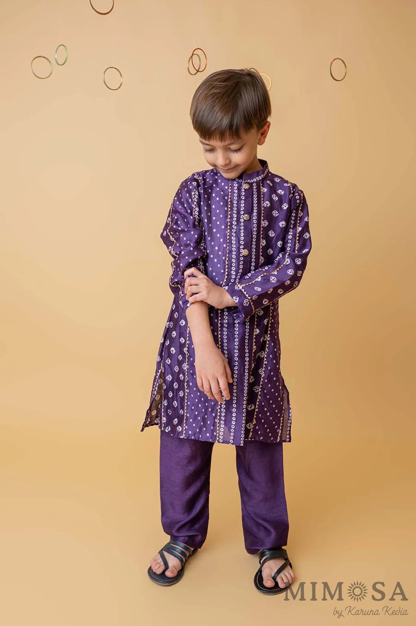 Bandhani kurta with gota detailing