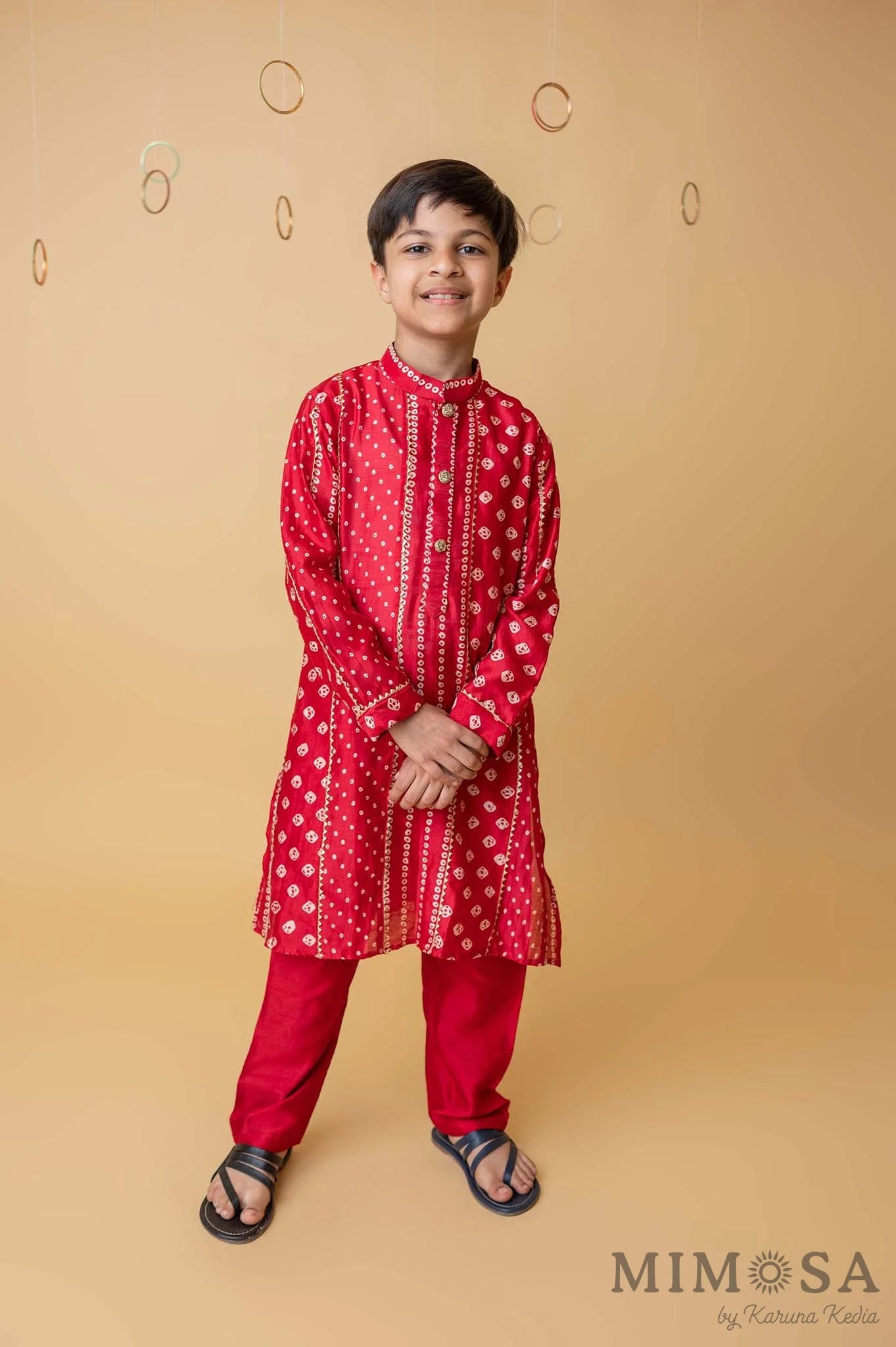 Bandhani kurta with gota detailing