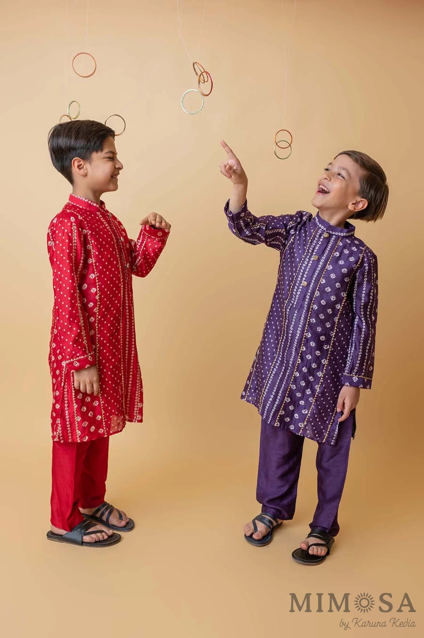 Bandhani kurta with gota detailing