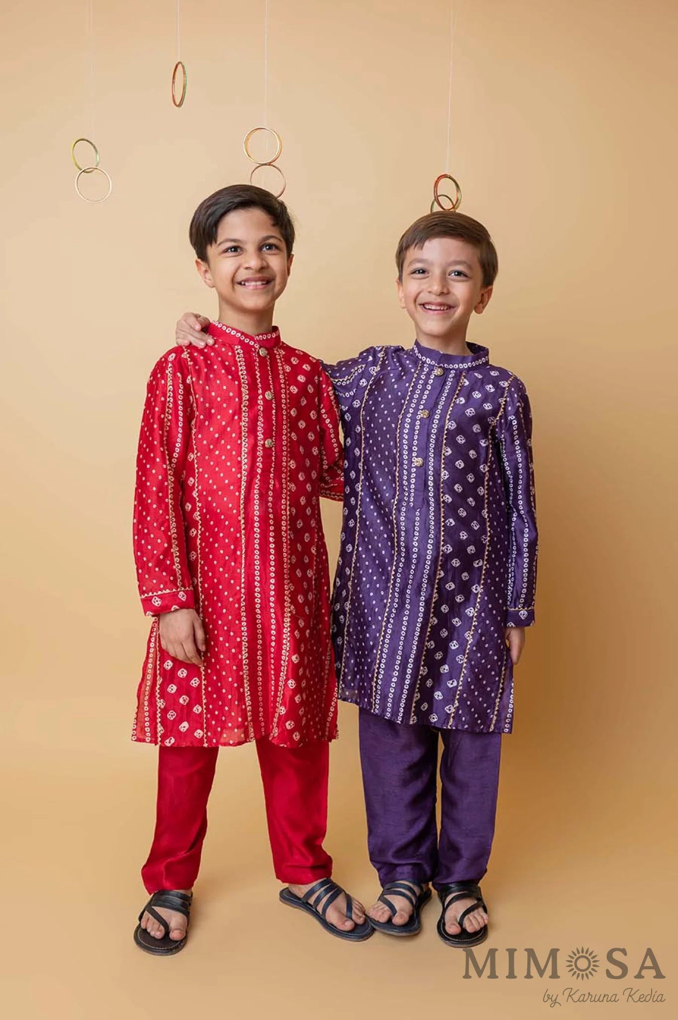 Bandhani kurta with gota detailing