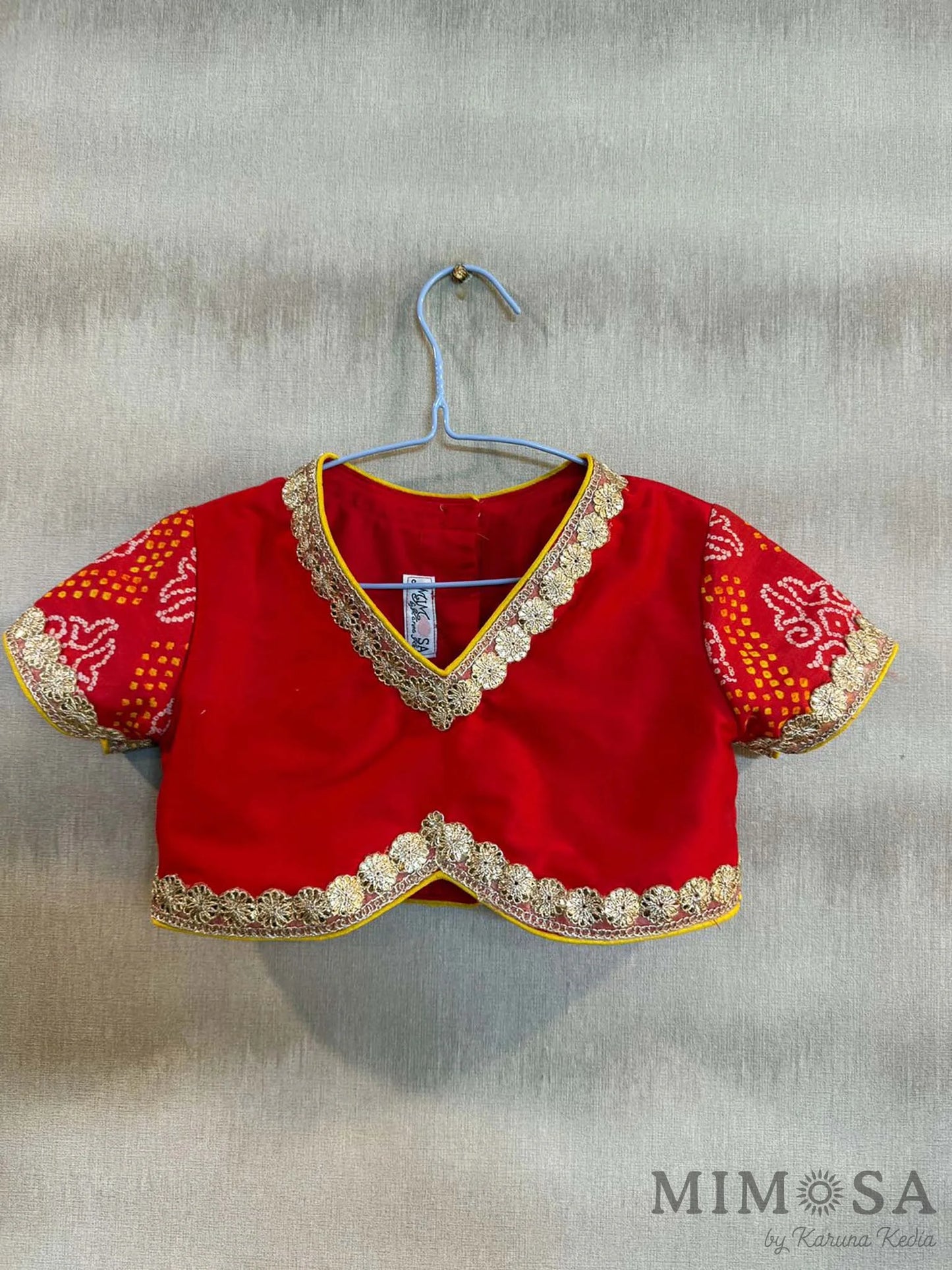 Bandhani printed lehnga set on muslin with organza dupatta