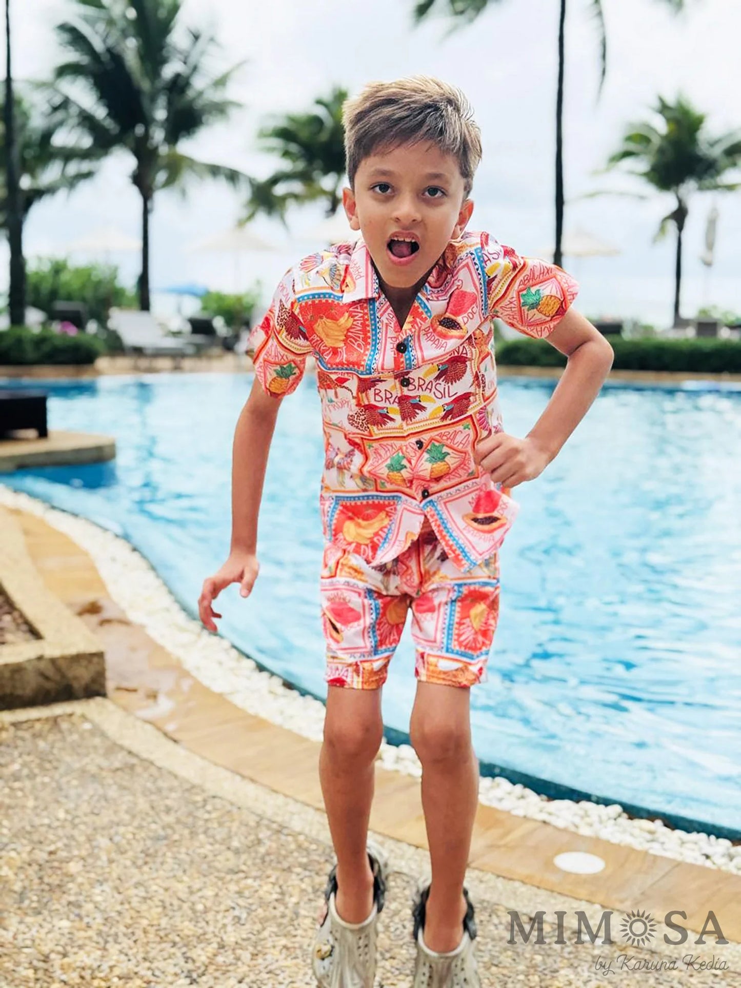 Beach print concert set for boys modal satin