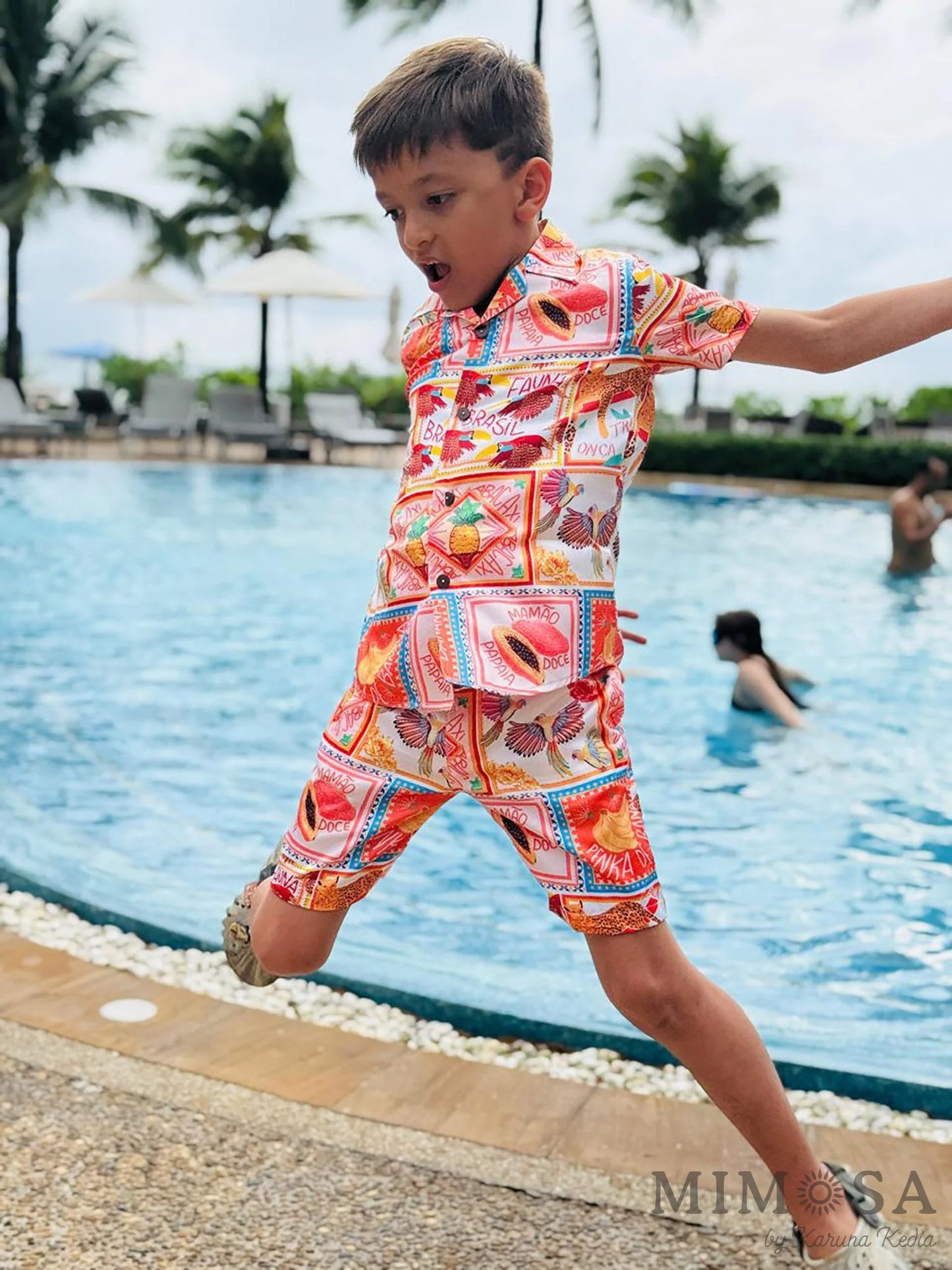 Beach print concert set for boys modal satin
