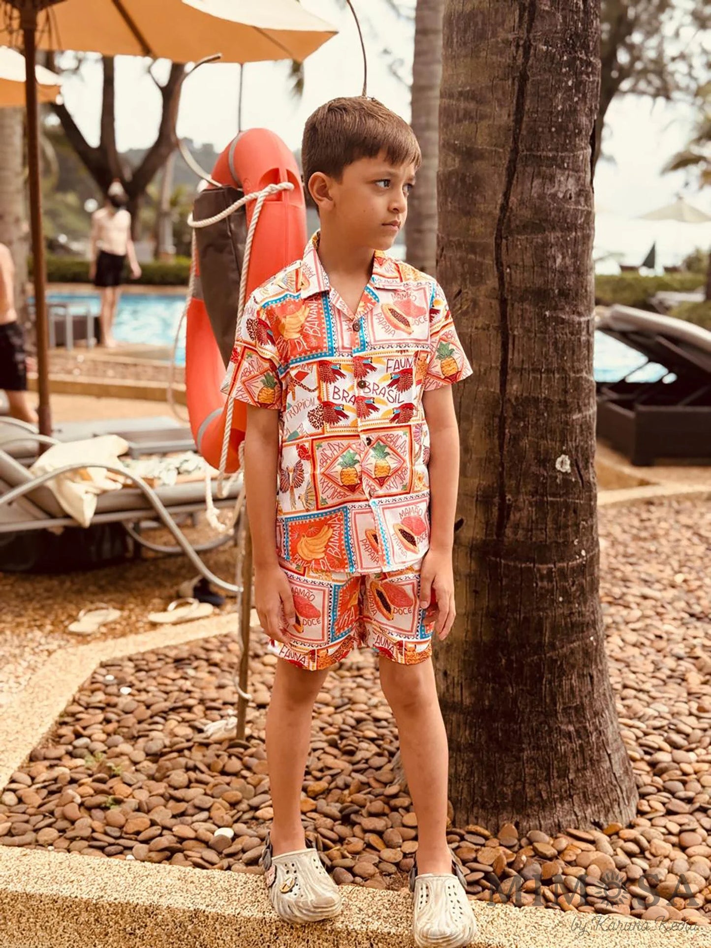 Beach print concert set for boys modal satin