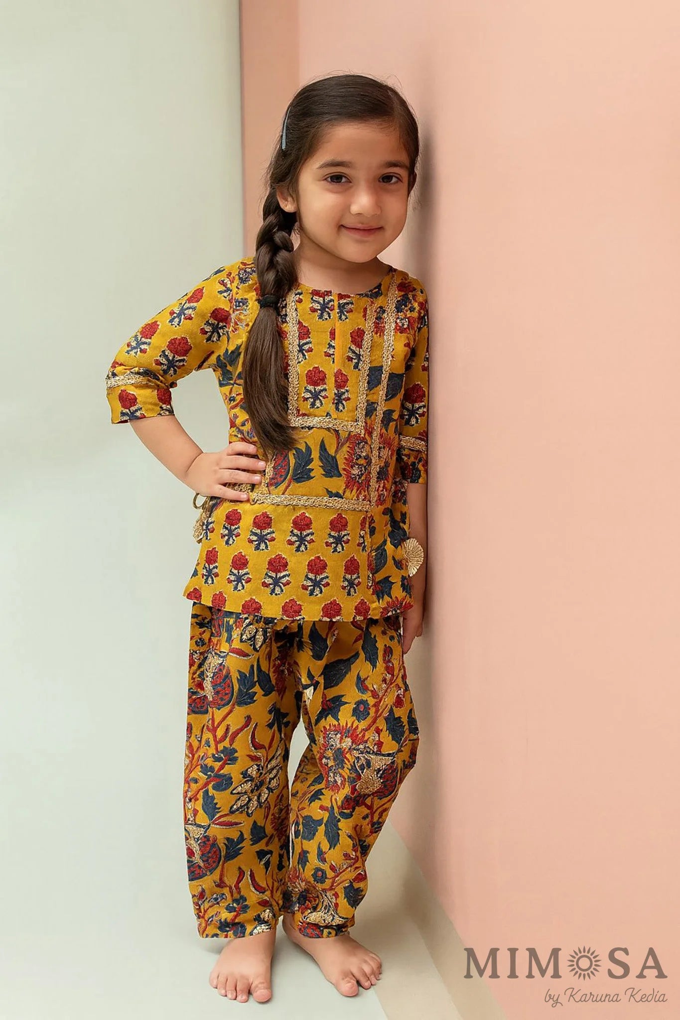 Block printed kurti with Farsi salwar in 100 percent cotton