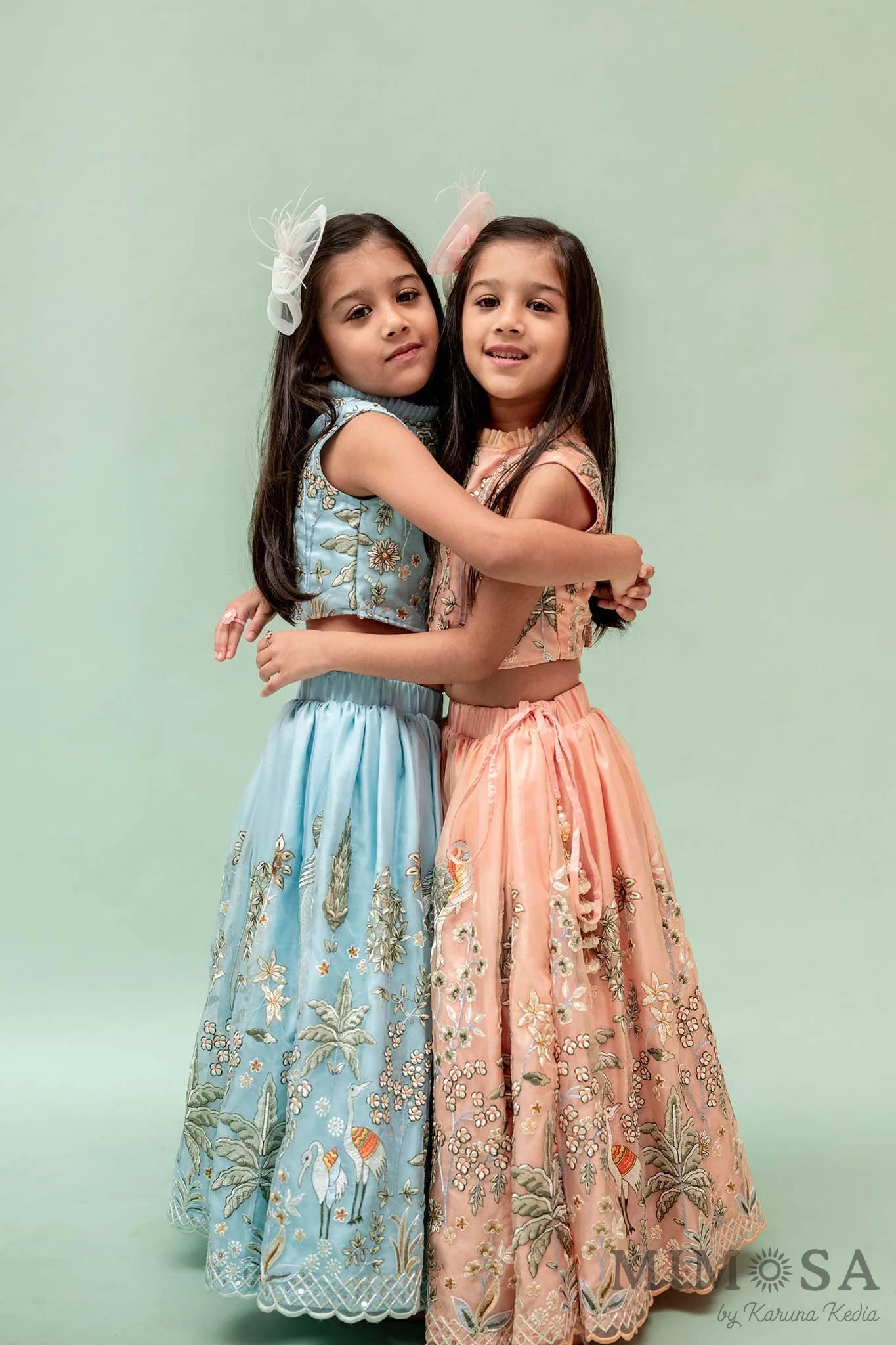 Flamingo lehnga set in organza with cotton silk lining