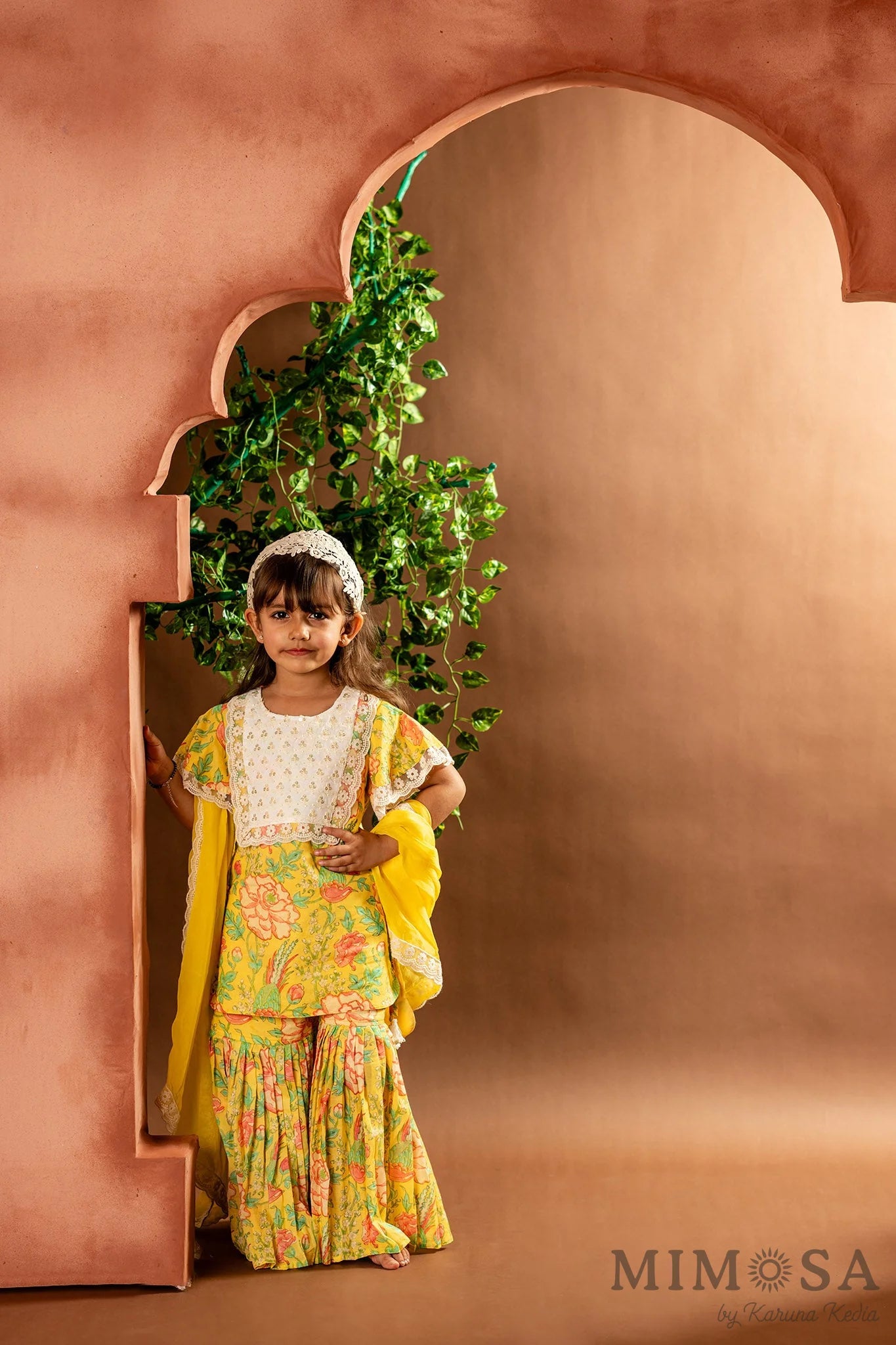 Floral sharara set with organza dupatta