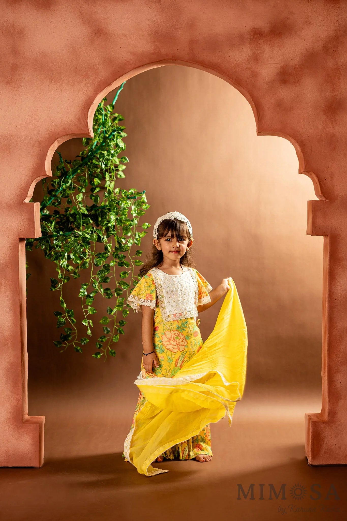 Floral sharara set with organza dupatta