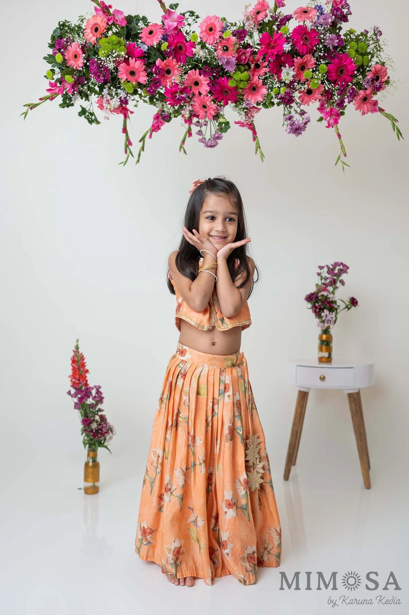 Floral waistcoat style top and skirt set