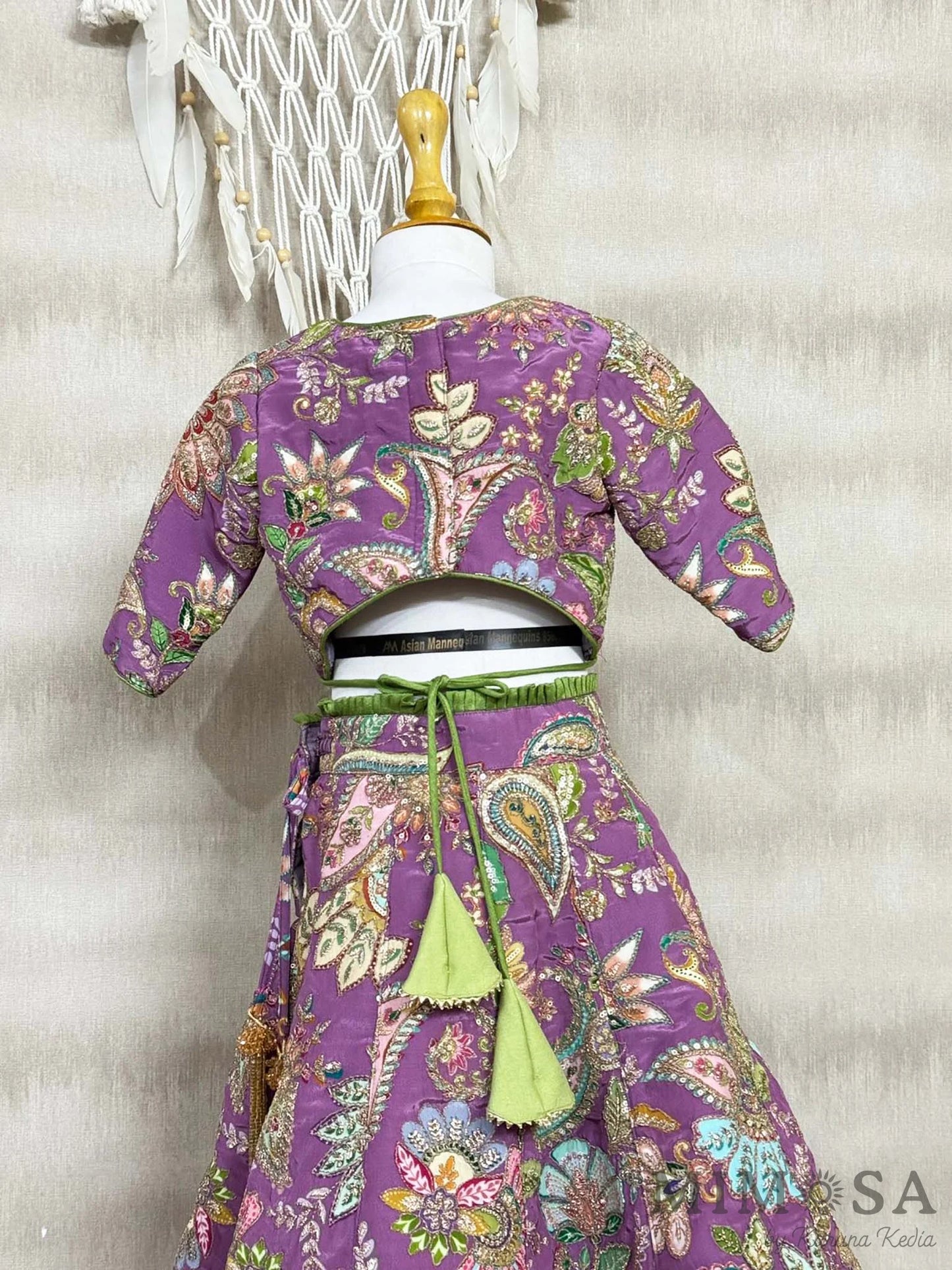 Fully embroidery paisley lehnga set with organza dupatta