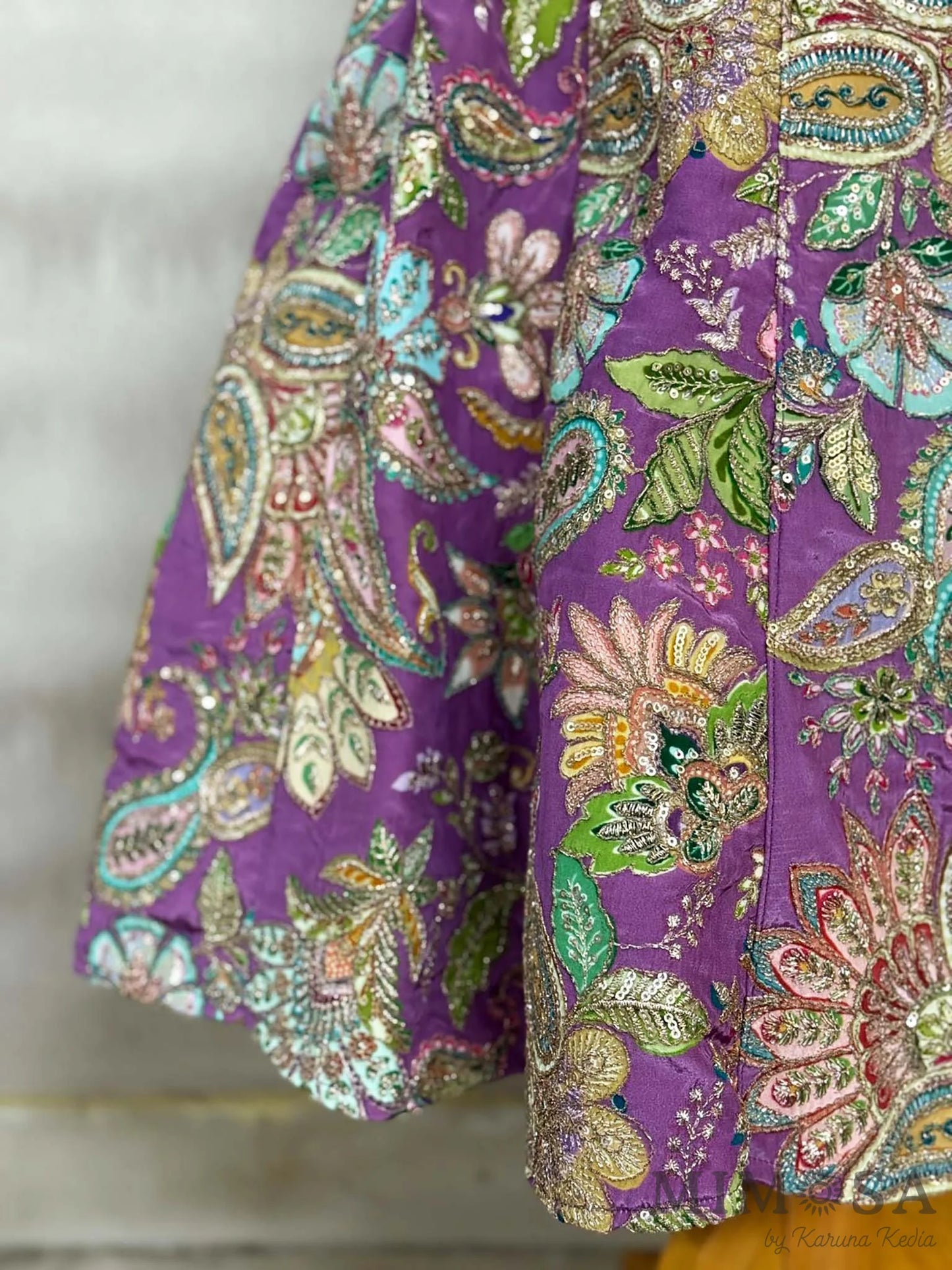 Fully embroidery paisley lehnga set with organza dupatta