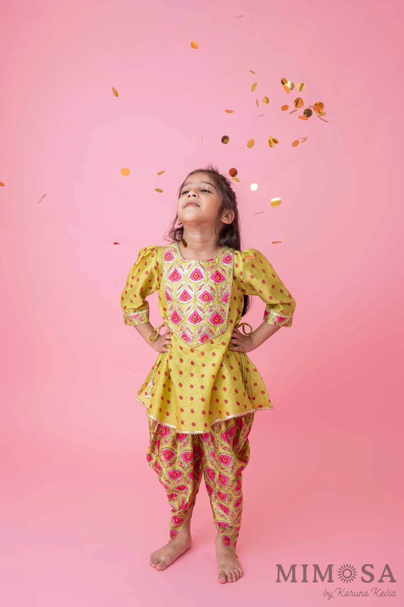 Gota embellished frockstyle kurti with dhoti pants