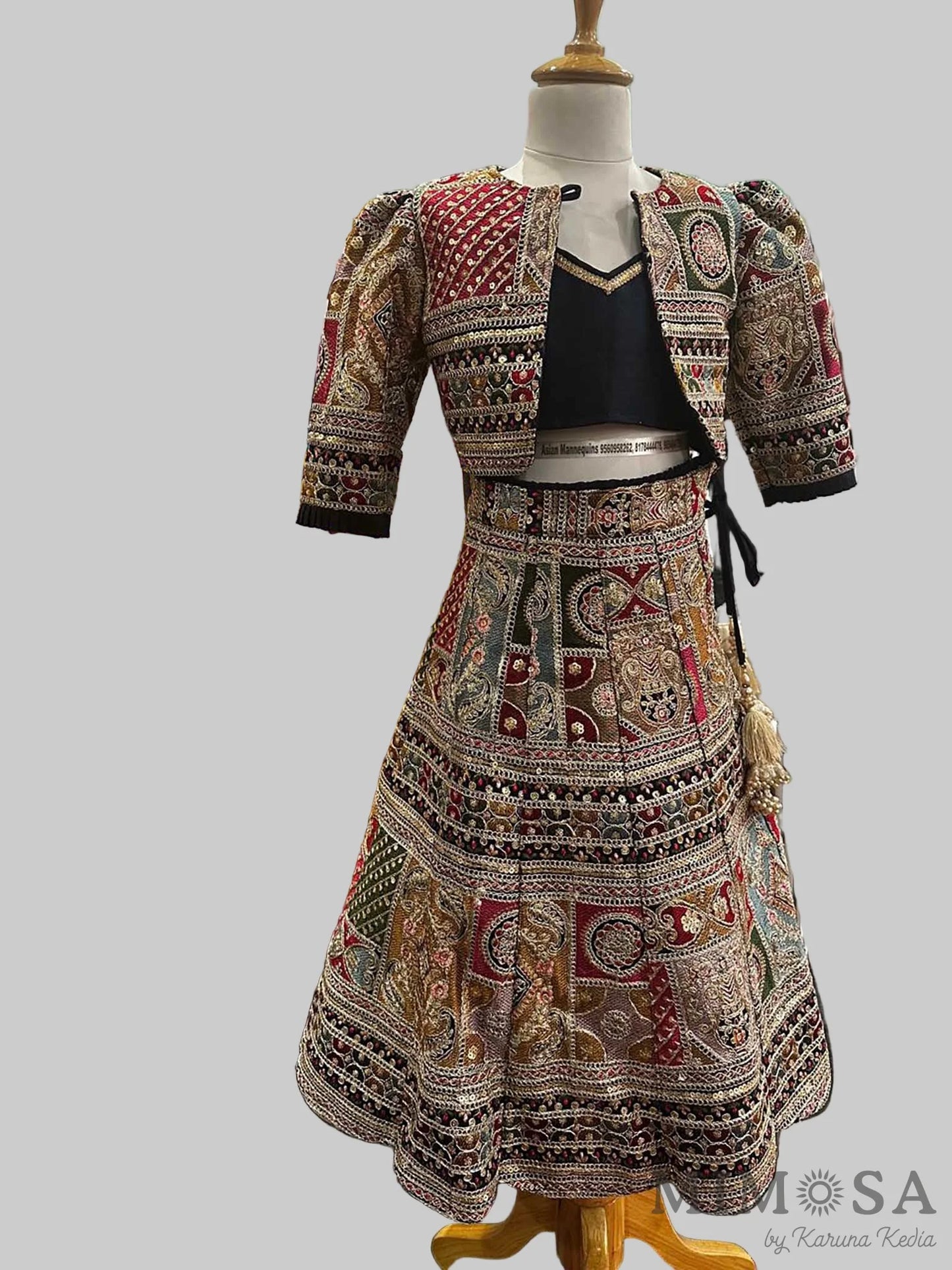 Heavy Embroidered lehnga With Matching Embroidered Jacket and with plain strap top