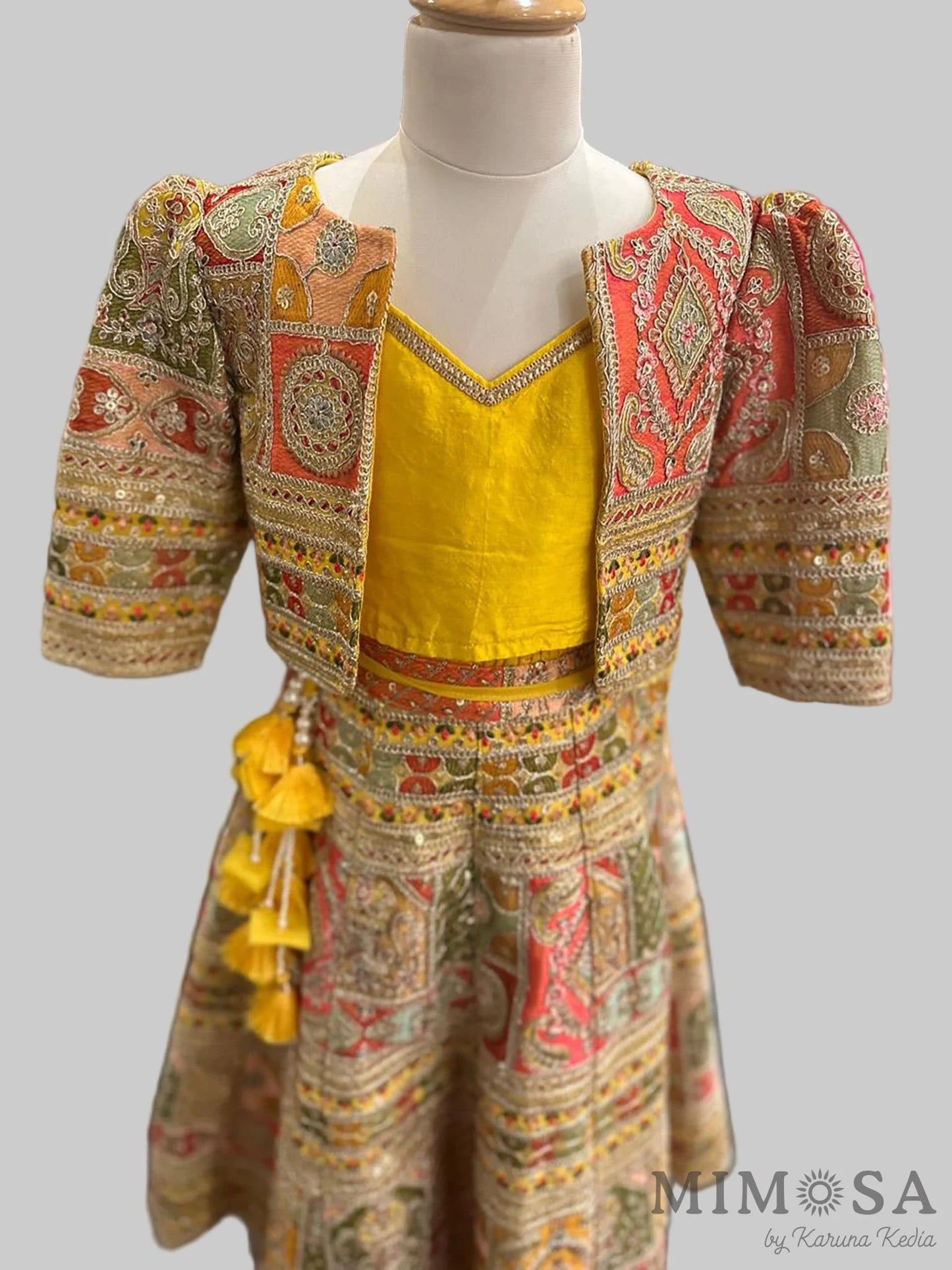 Heavy Embroidered lehnga With Matching Embroidered Jacket and with plain strap top