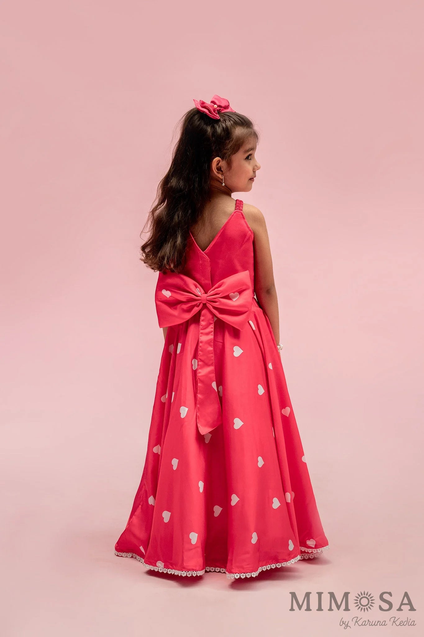 Hot pink heart print Skirt Top with a back bow