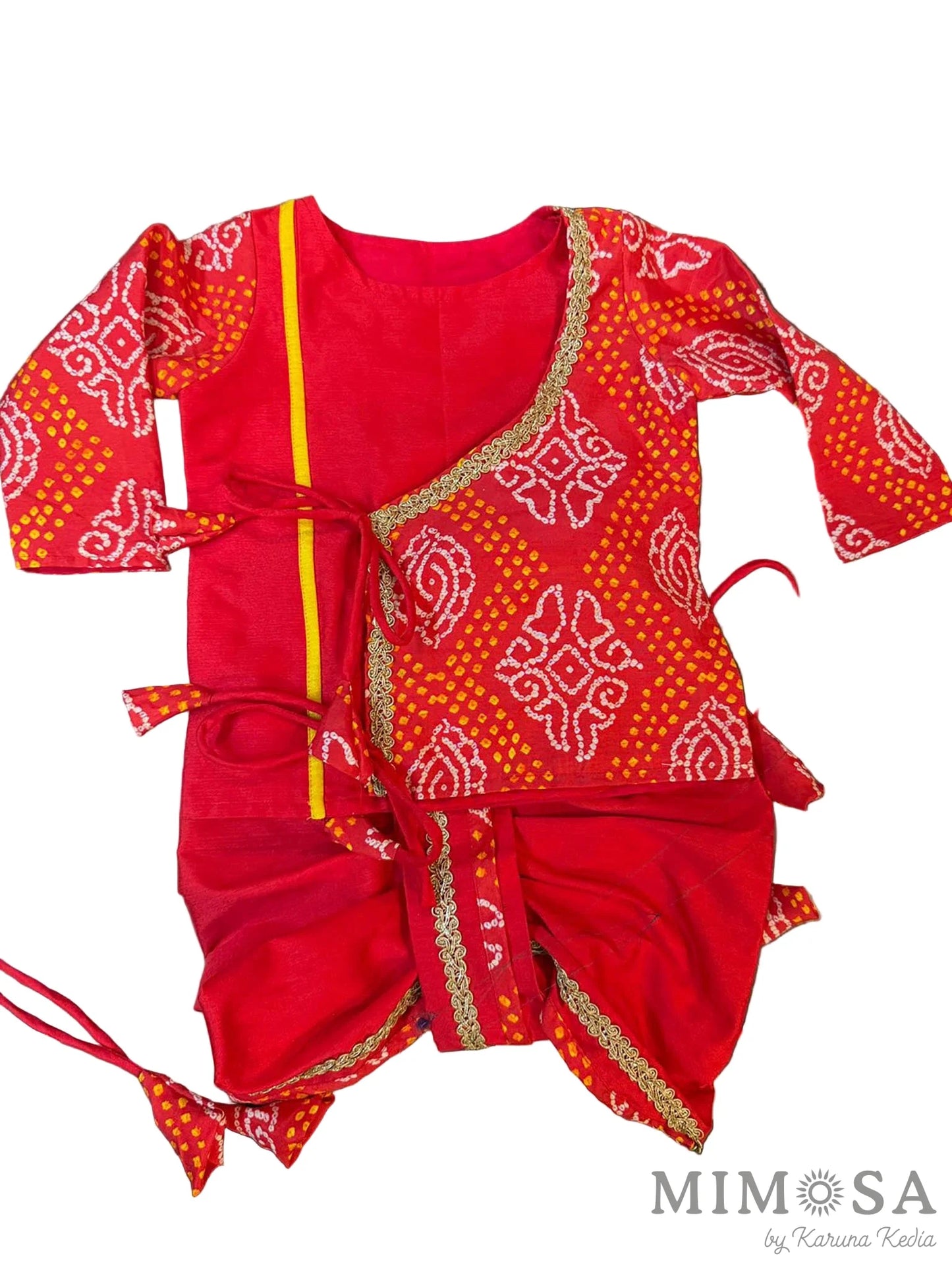Red Muslin bandhani Jamna set