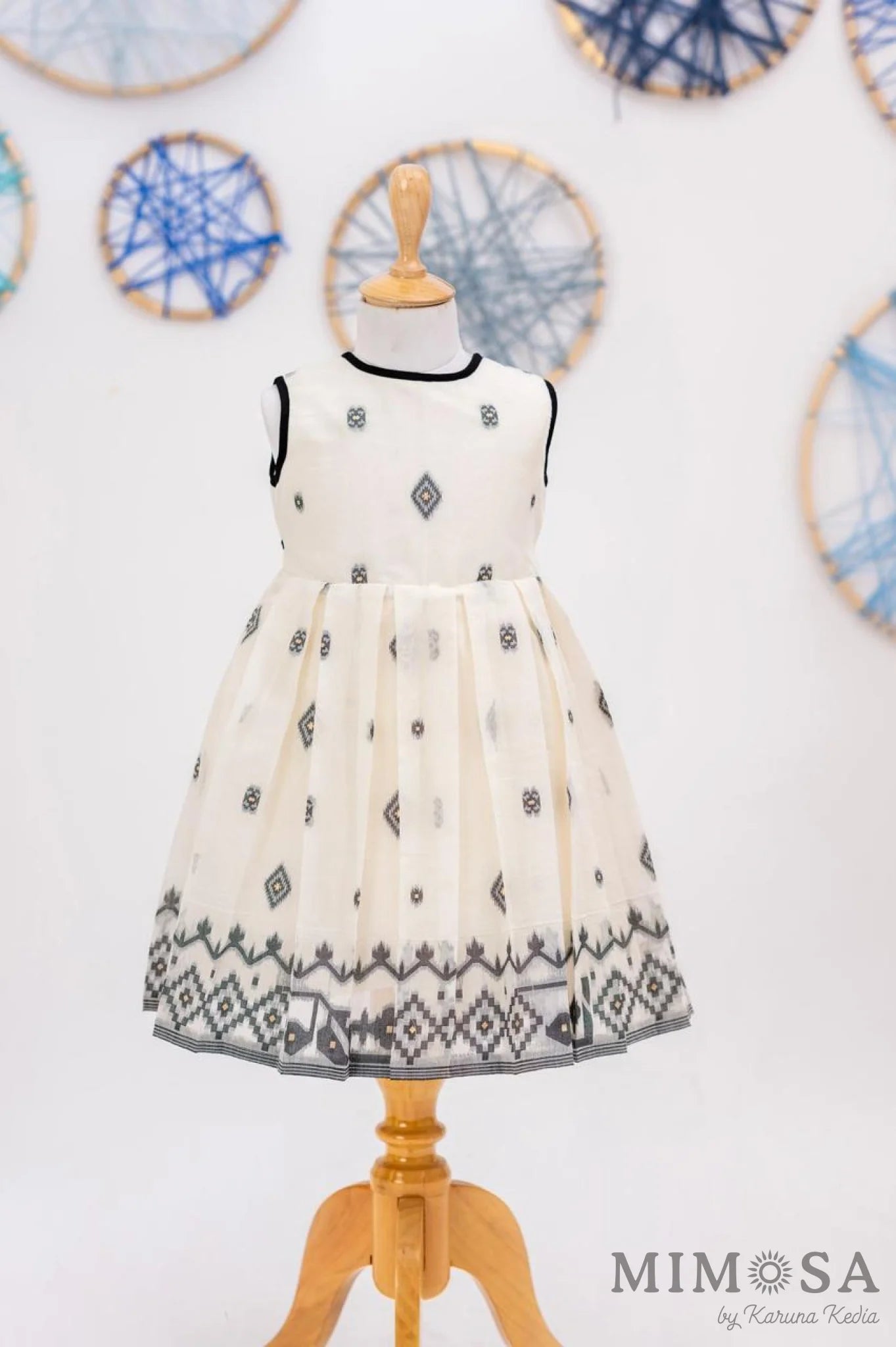 Jamdani frock with bow detailed back