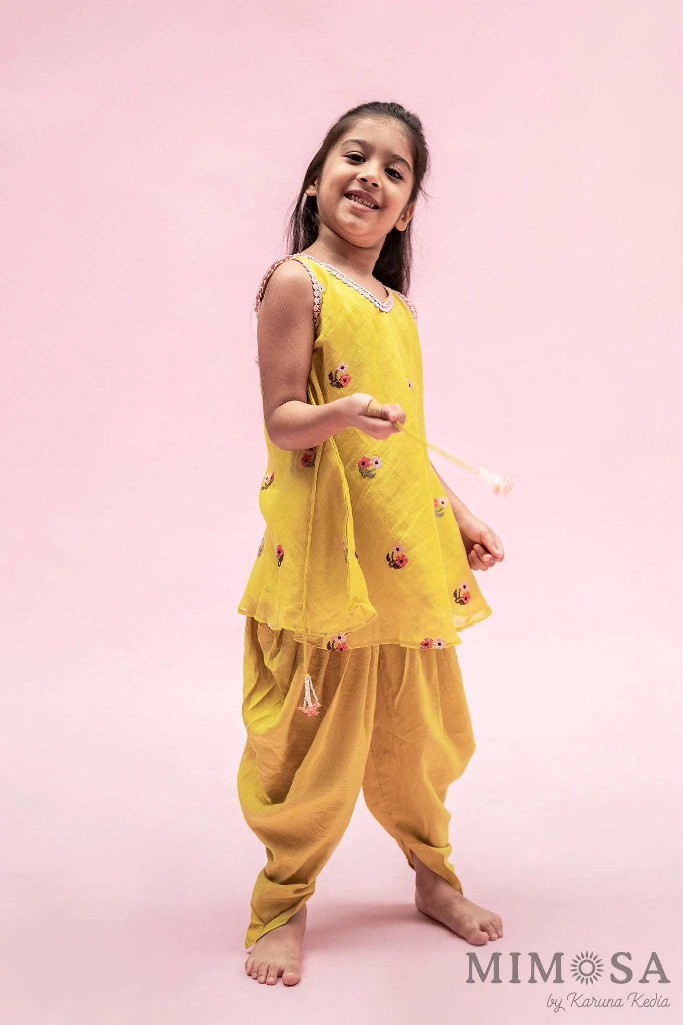 Mal chanderi kurti set with cross stitch embroidery and mal mal lining with cotton silk tulip pants