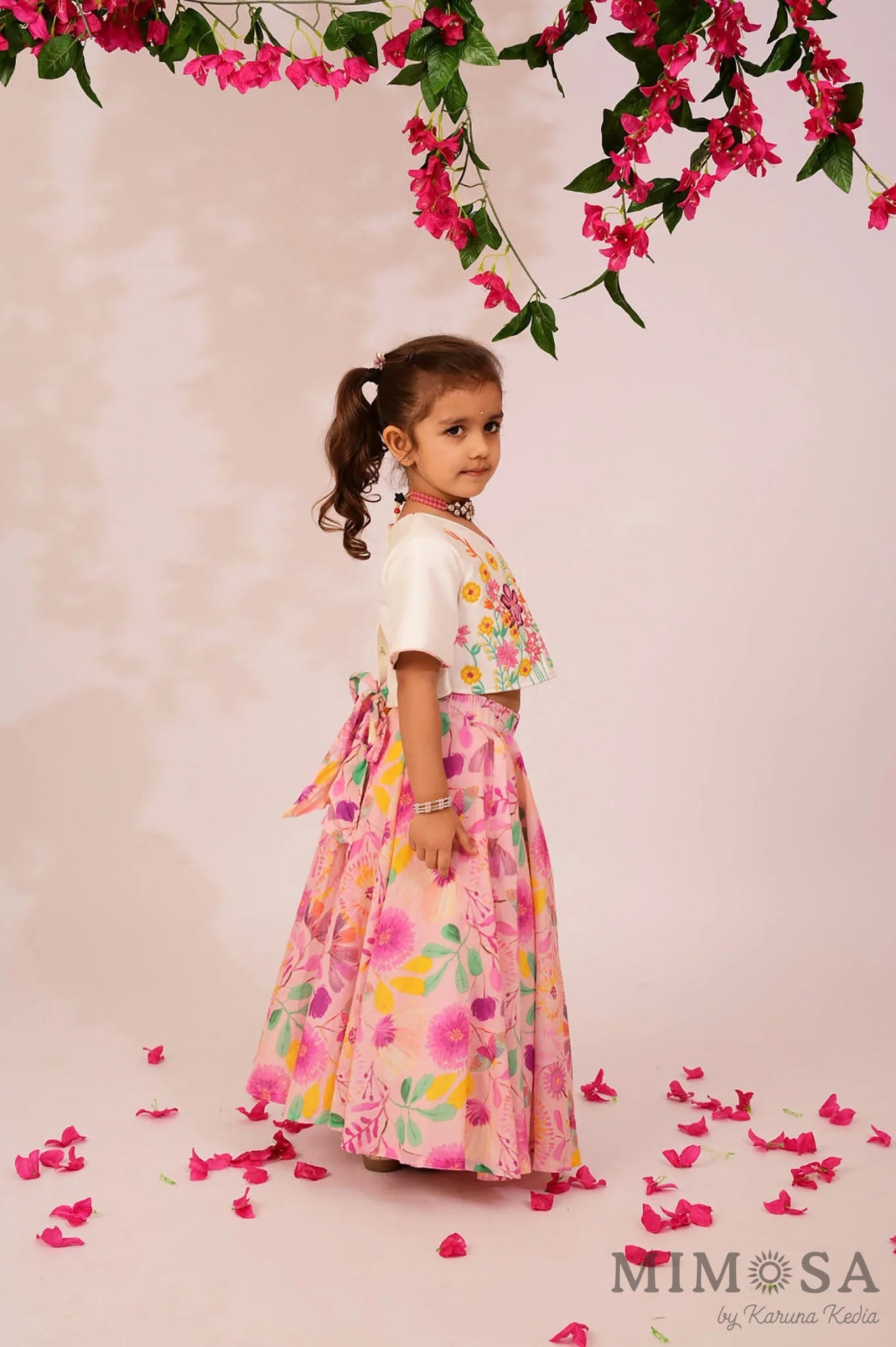 Mal printed lehnga in full circle with embroidered bead work top