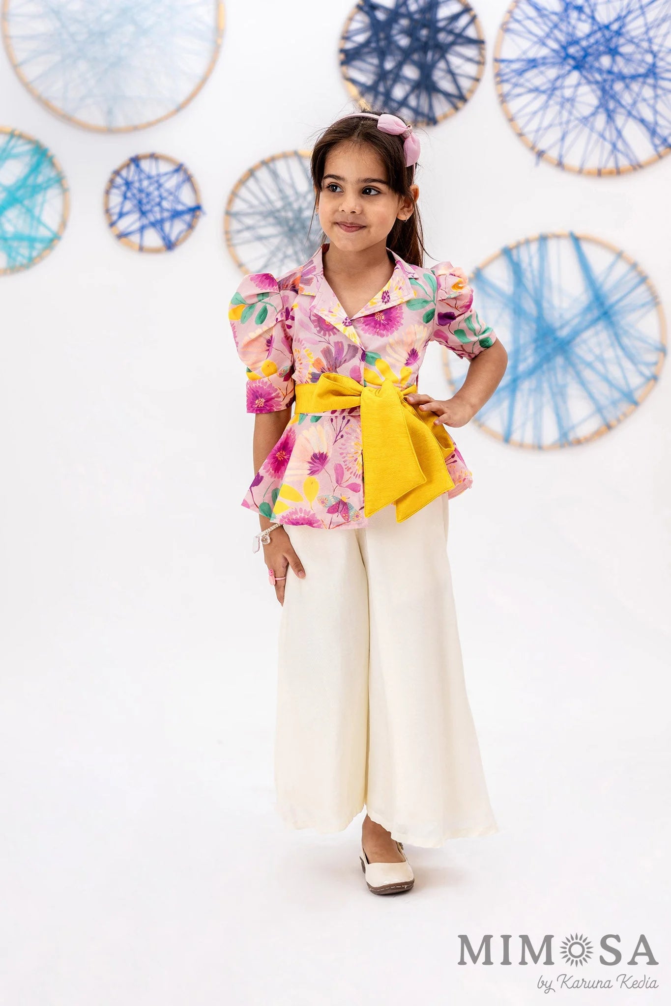 Pink blossom jacket with divided pants