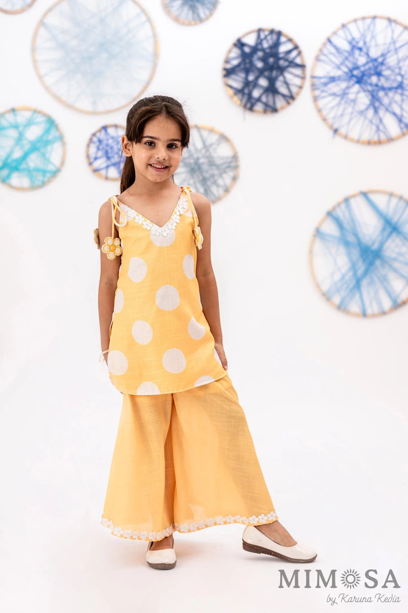 Polka dots kurti with divided skirt