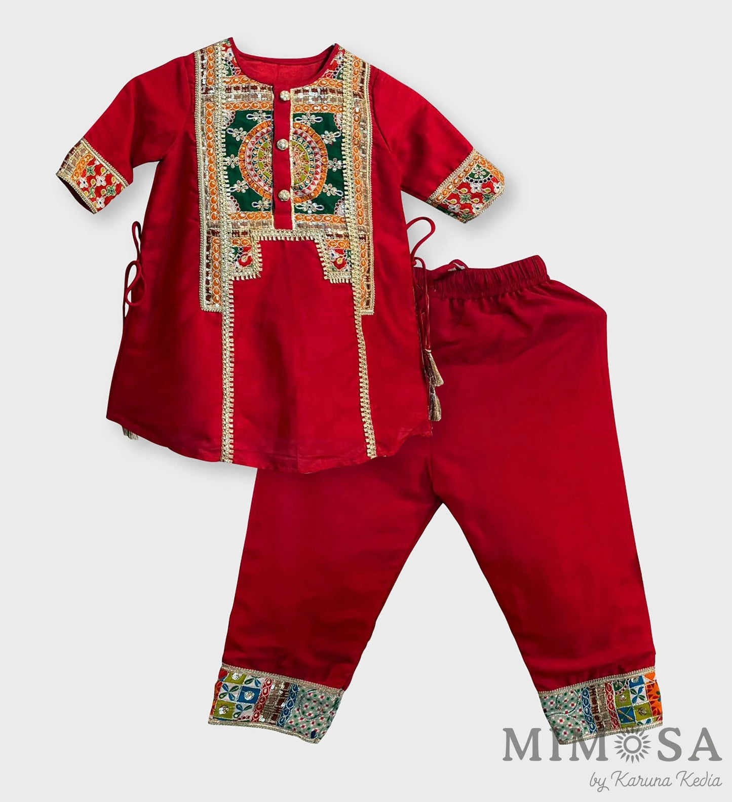 Printed and embroidered patterned suit with pants