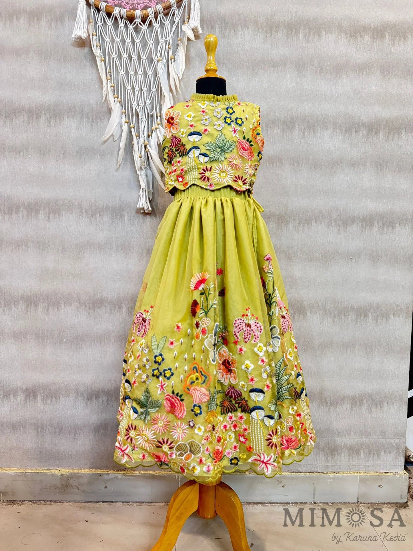 Spring organza lehnga set with cotton silk lining