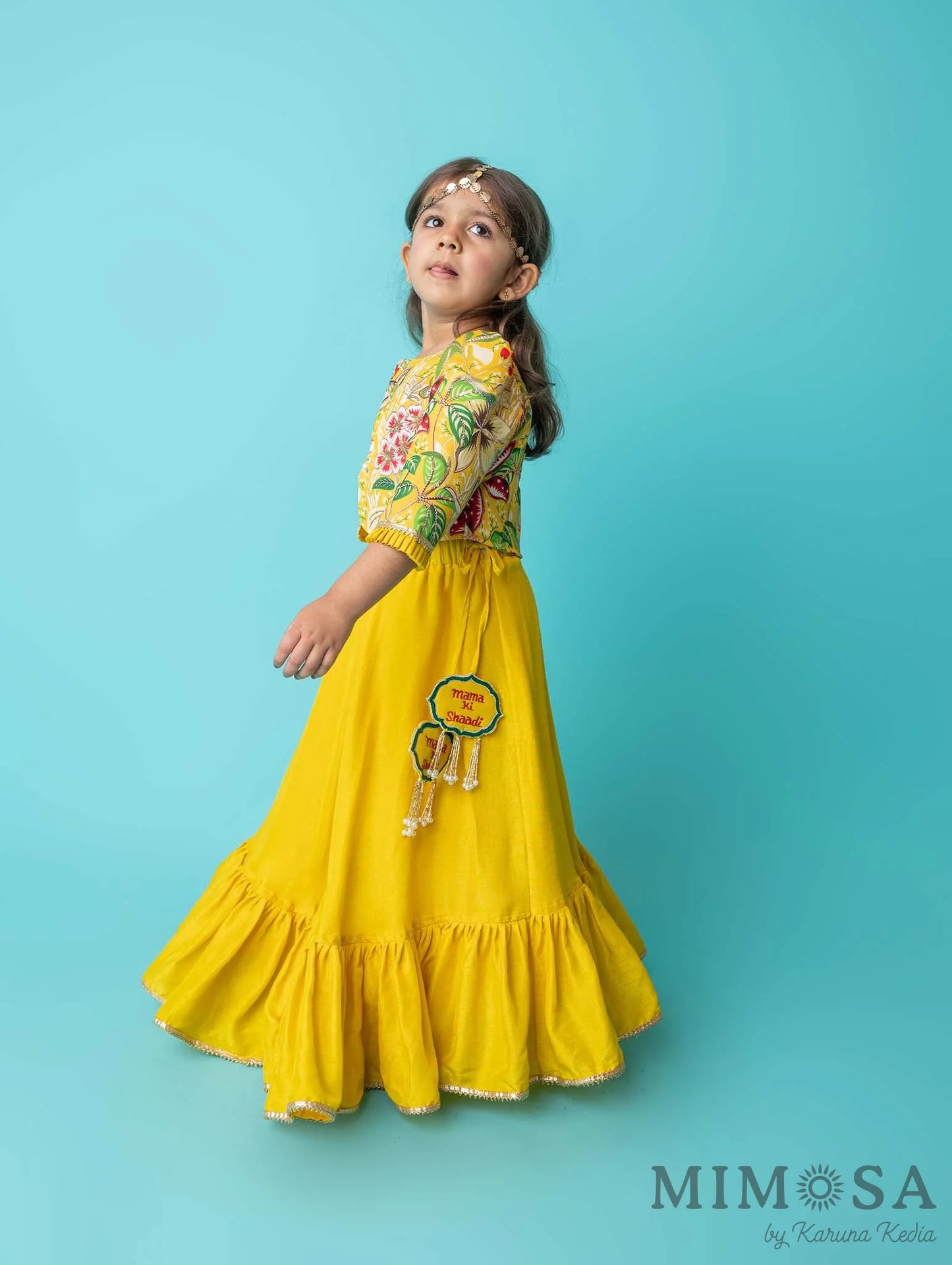 Yellow "mama ki shaadi" lehenga