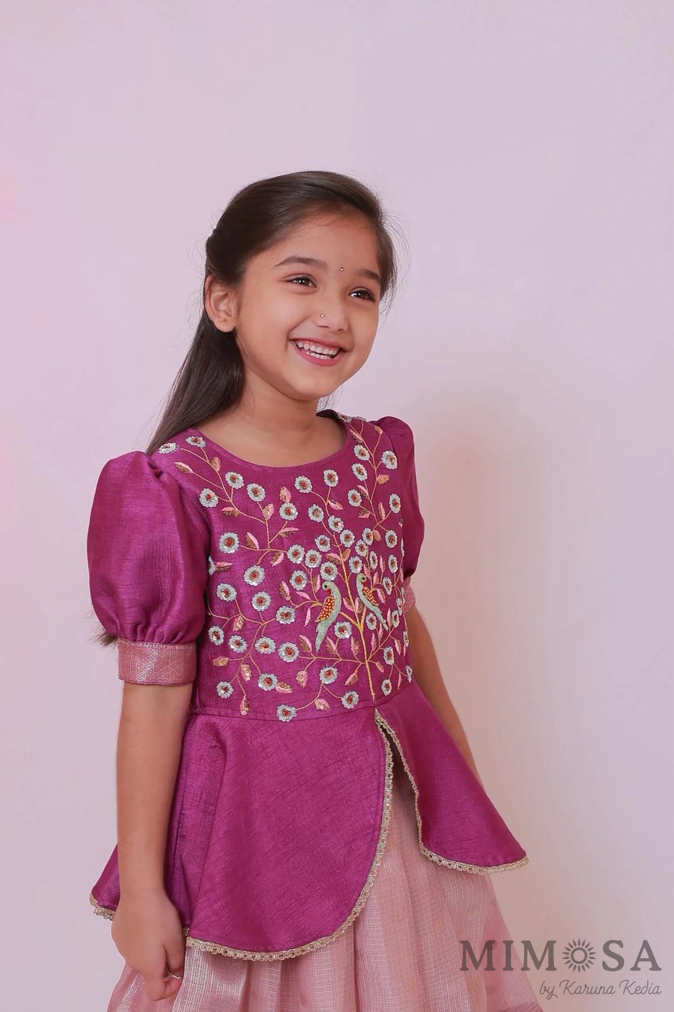 Zari Kota tissue Lehnga with Bambar silk peplum top with handwork and lined with cotton silk