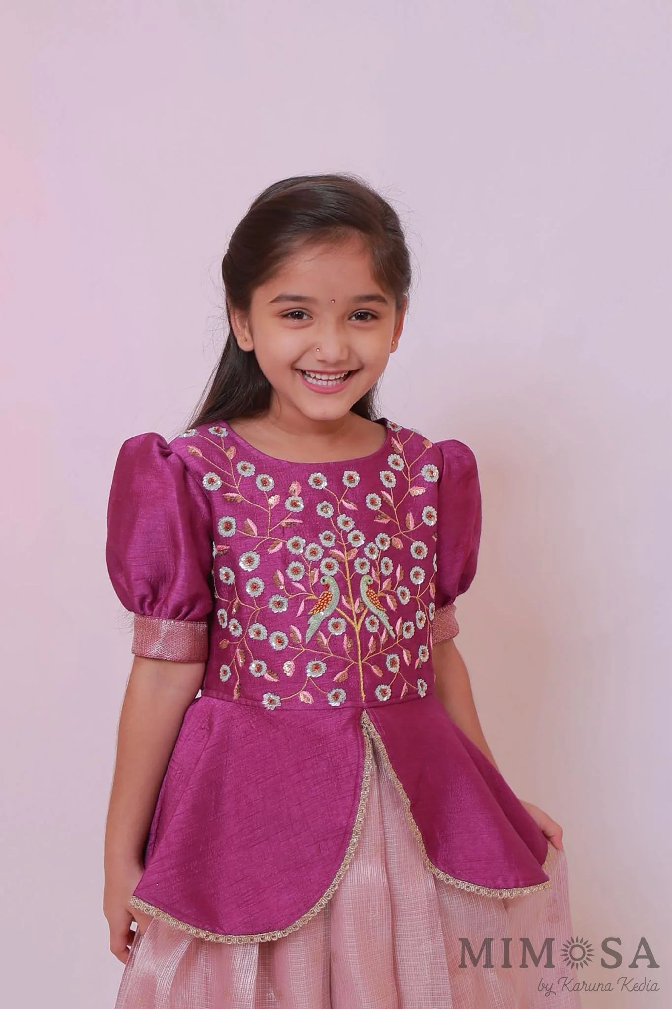 Zari Kota tissue Lehnga with Bambar silk peplum top with handwork and lined with cotton silk