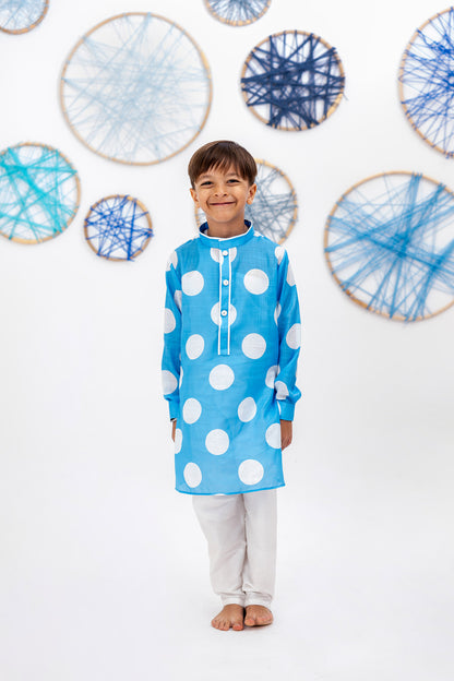 Polka dots kurta with pyjama