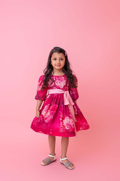 Pink rose volume frock