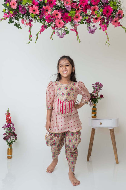 Gota embellished frockstyle kurti with dhoti pants