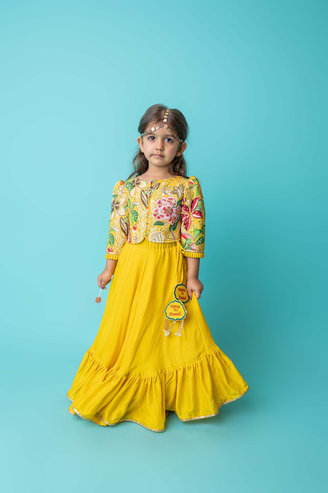 Yellow "mama ki shaadi" lehenga