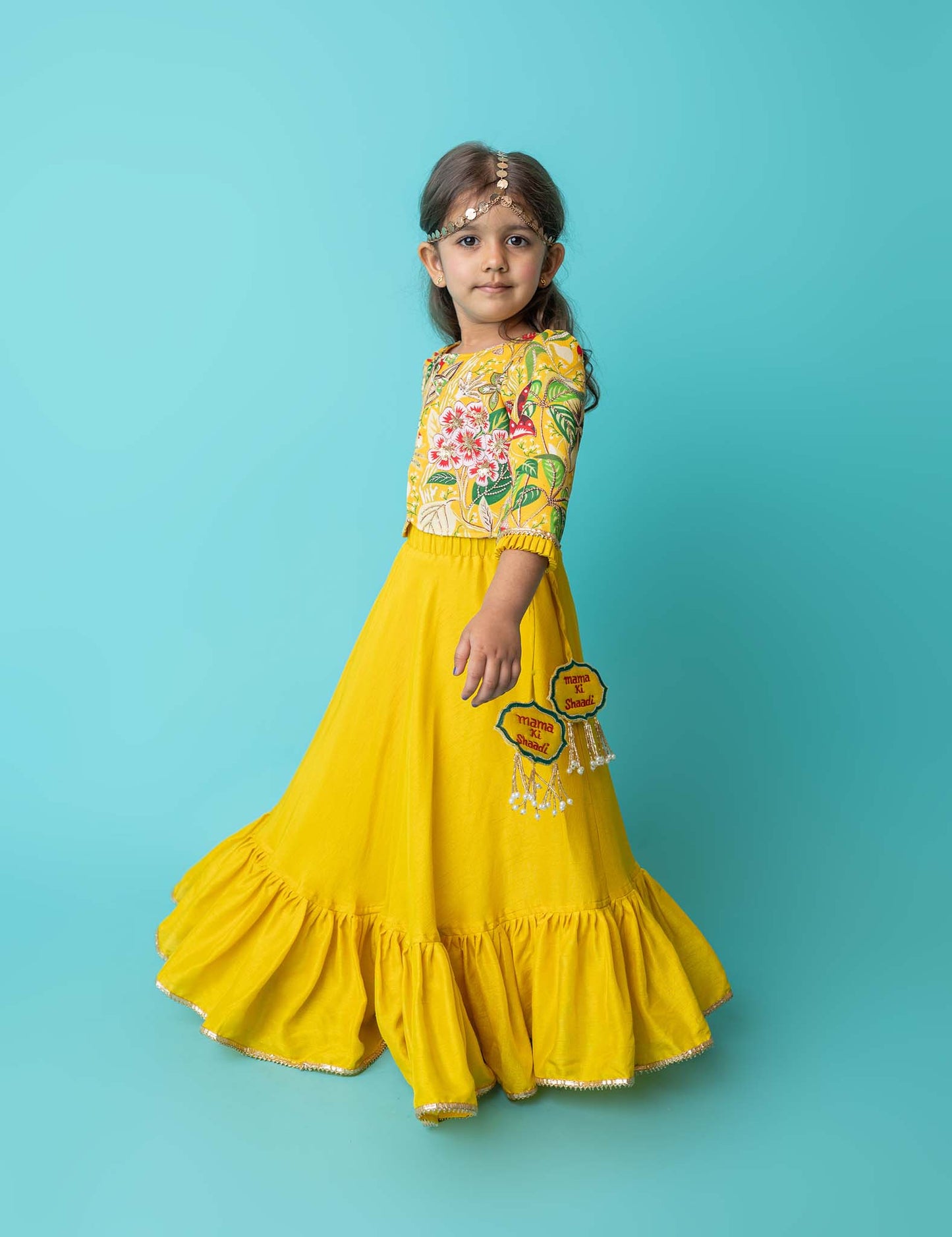 Yellow "mama ki shaadi" lehenga