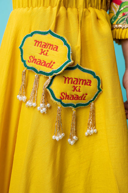 Yellow "mama ki shaadi" lehenga