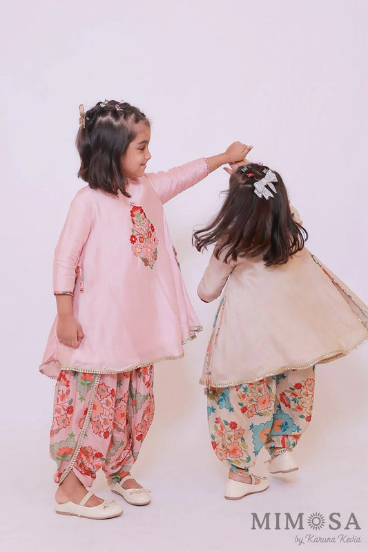 Bambar silk kurti with printed pure muslin tulip pants