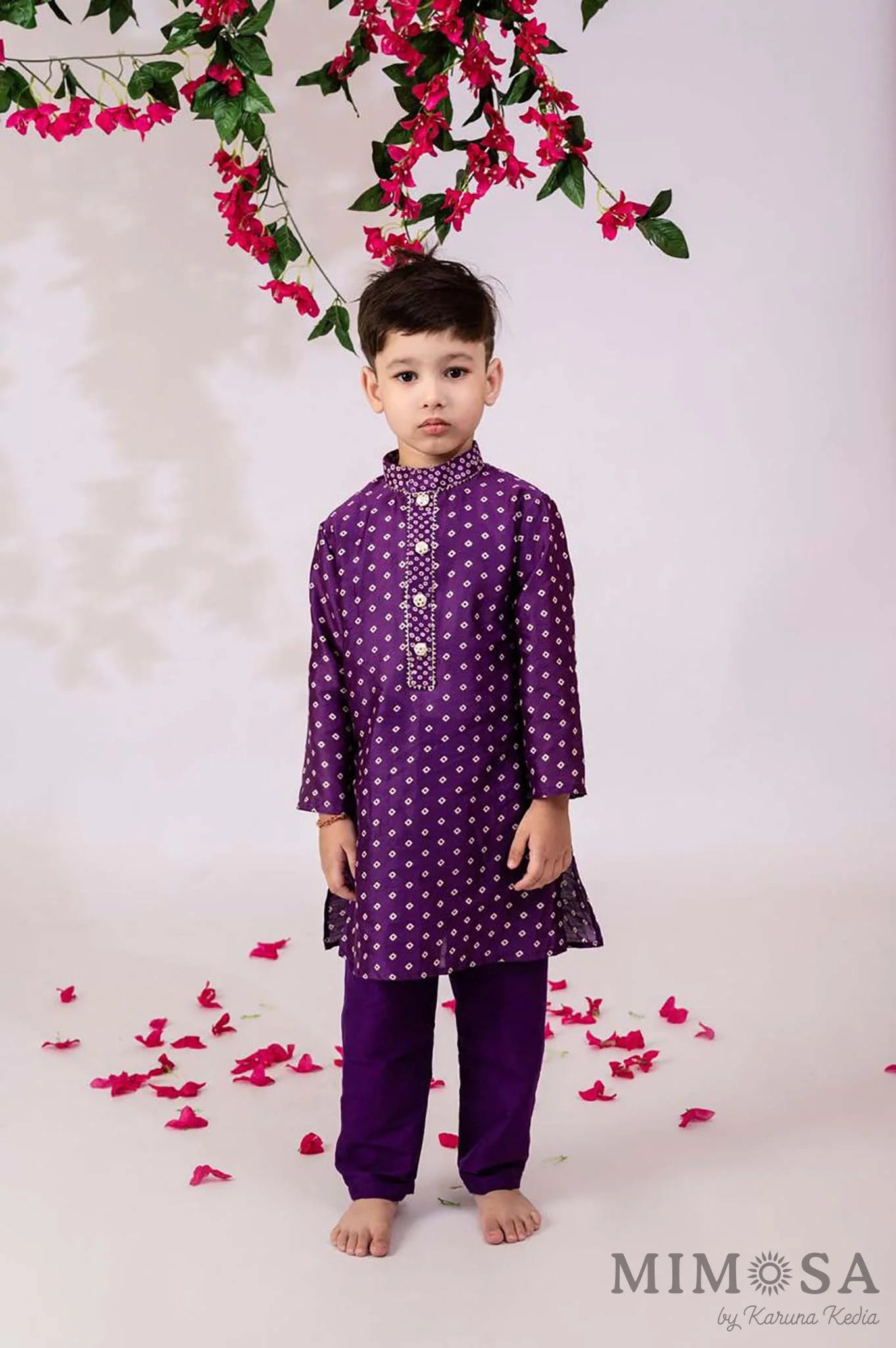 Bandhani print Kurta is Chanderi with gota and cotton silk bottom