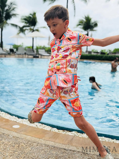Beach print concert set for boys modal satin
