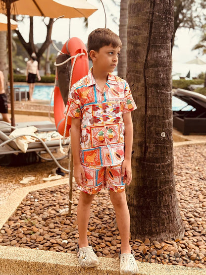 Beach print concert set for boys modal satin