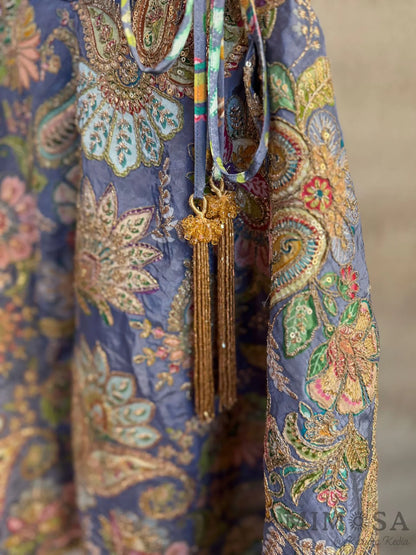 Beautiful Paisley print Lehnga with embroidery all over and model Satin top