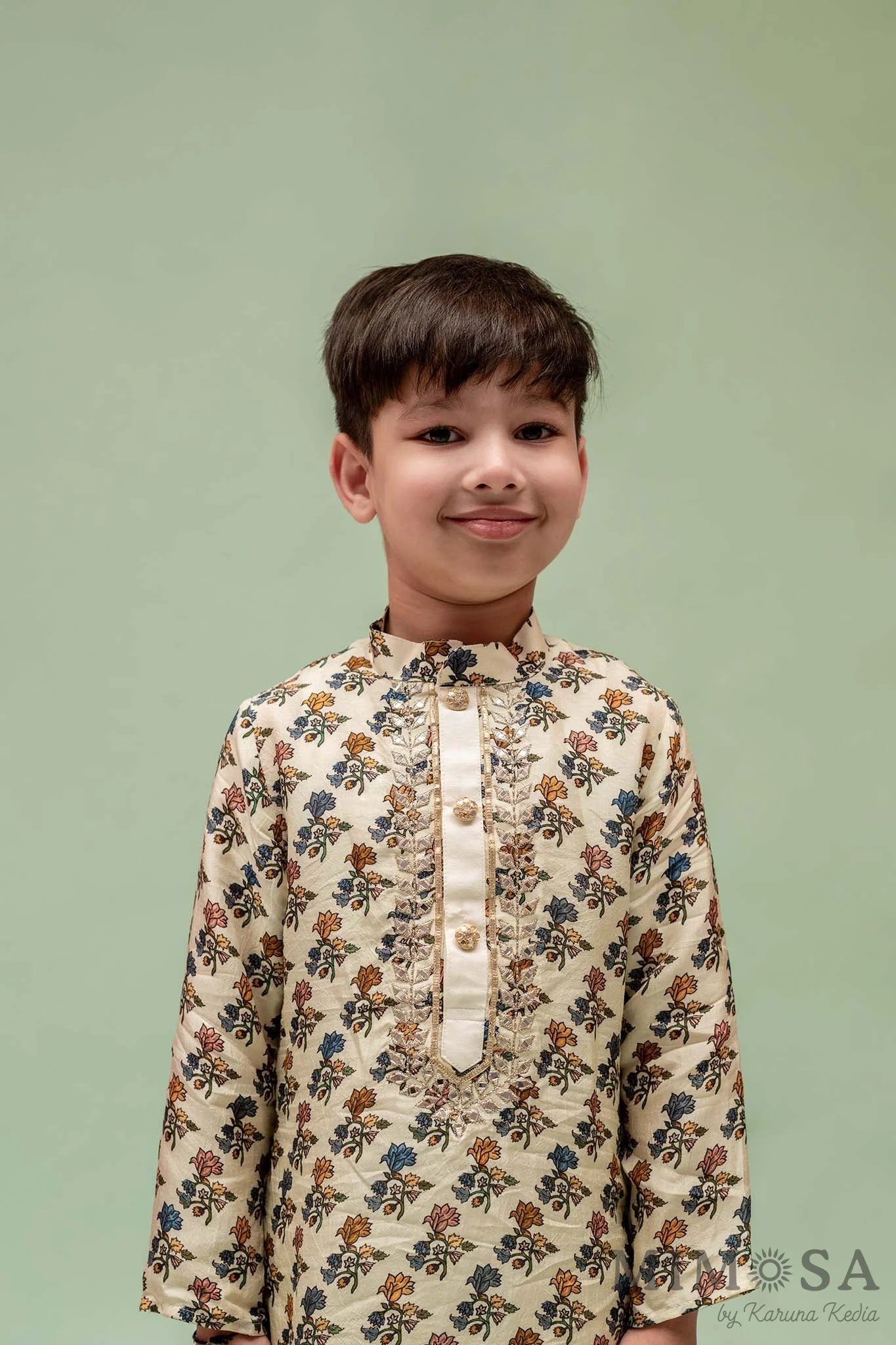 Block Pin, Kurta with Mirror Work and kota border and solid Kulla bottoms