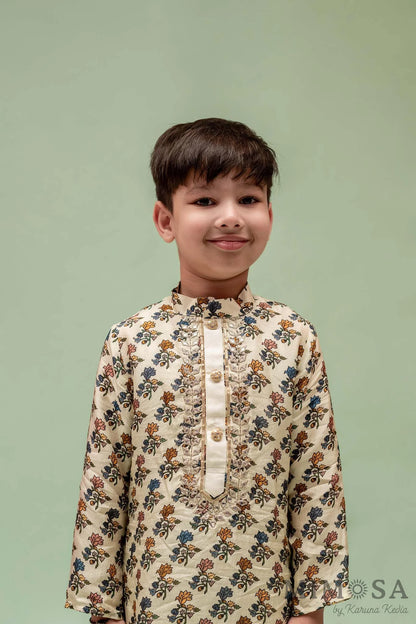 Block Pin, Kurta with Mirror Work and kota border and solid Kulla bottoms