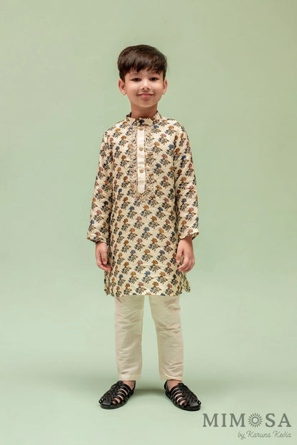 Block Pin, Kurta with Mirror Work and kota border and solid Kulla bottoms